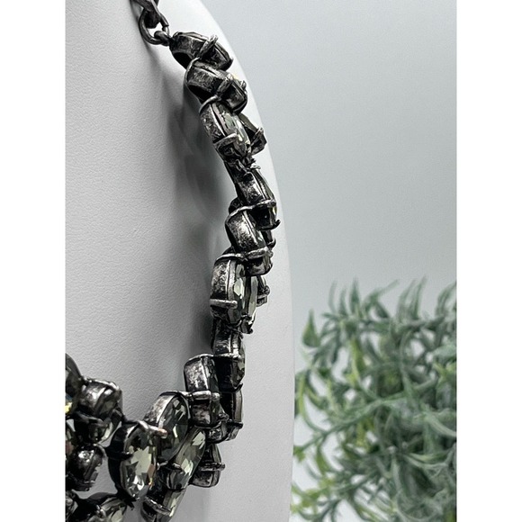 J. Crew Vintage Faceted Gray Rhinestones Chunky Chain Statement Neckace - Picture 12 of 15